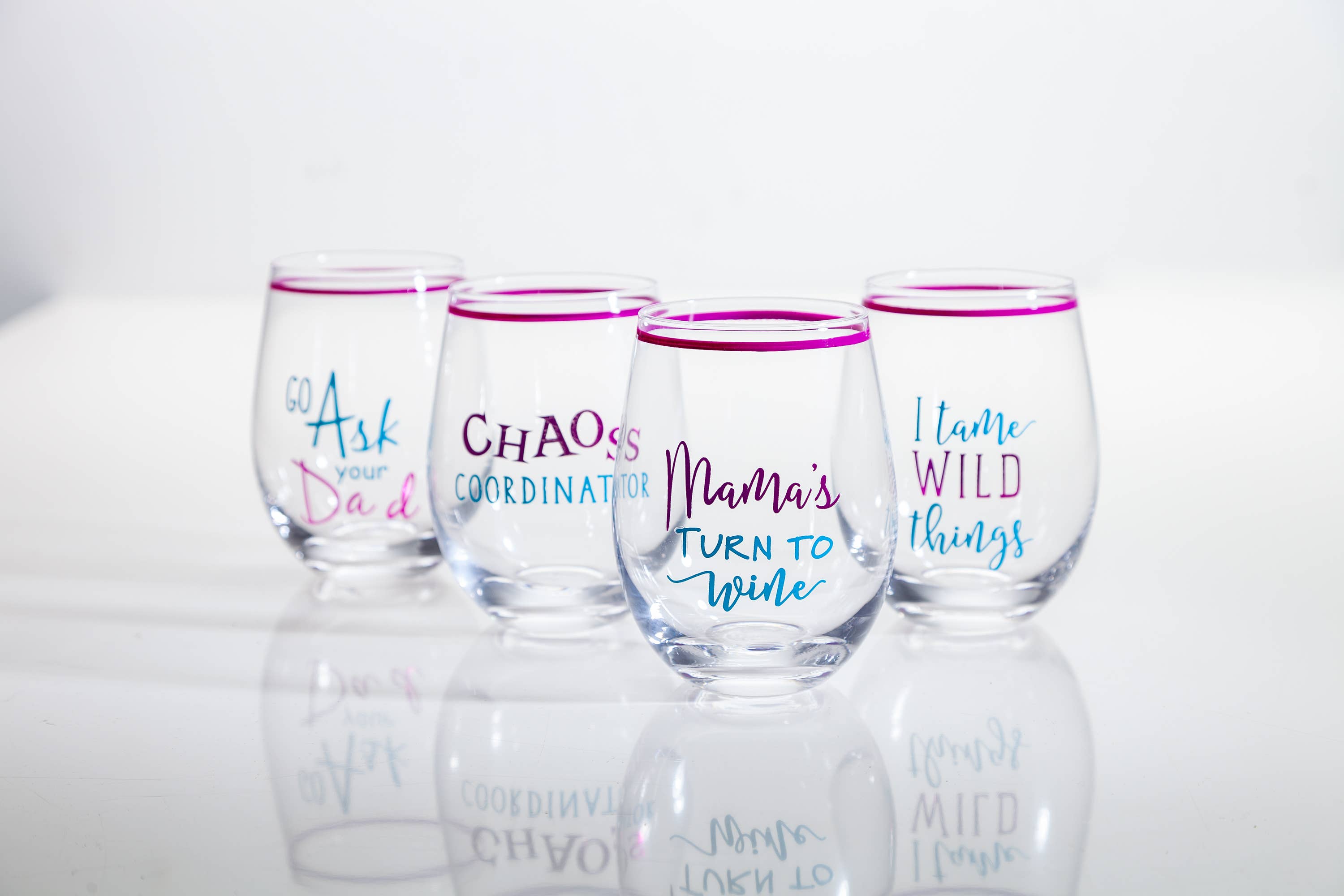 Promo 3.60"L x 3.60"W x 4.80"H Witty Mom Stemless Wine Glass