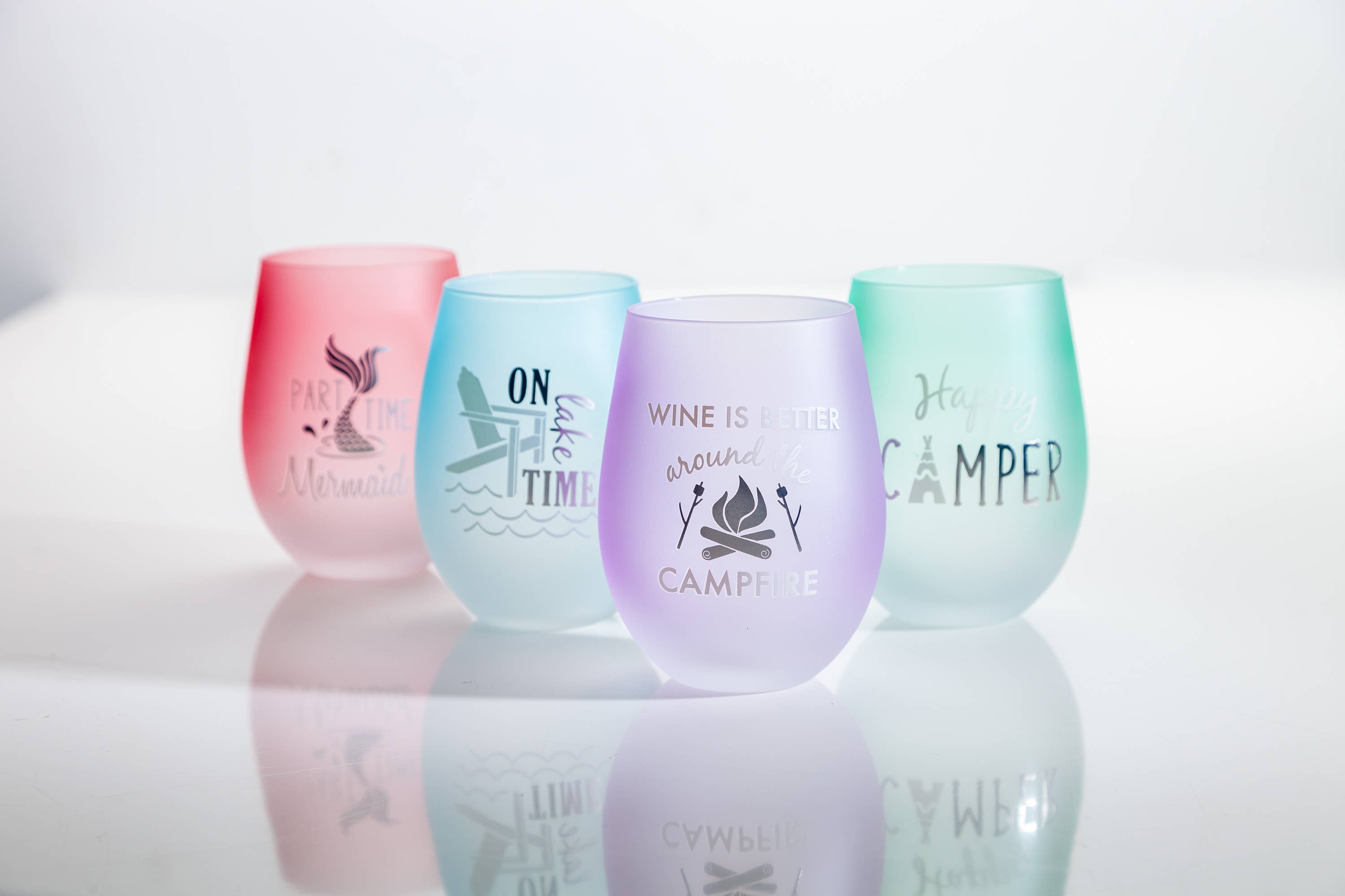 Promo 3.60"L x 3.60"W x 4.80"H Frosted Stemless Wine Glass.
