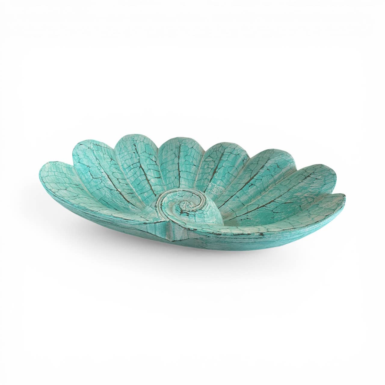 Wood Clam Shell Bowl Platter Coastal Beach Decor -LARGE