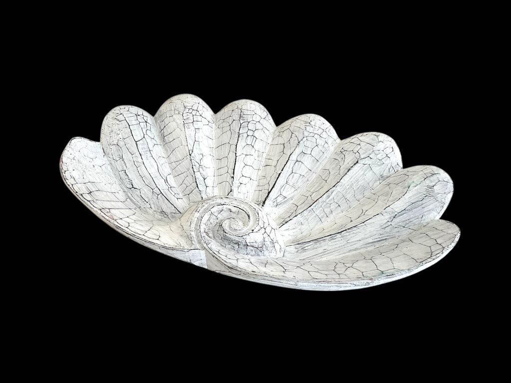 Wood Clam Shell Bowl Platter Coastal Beach Decor -LARGE