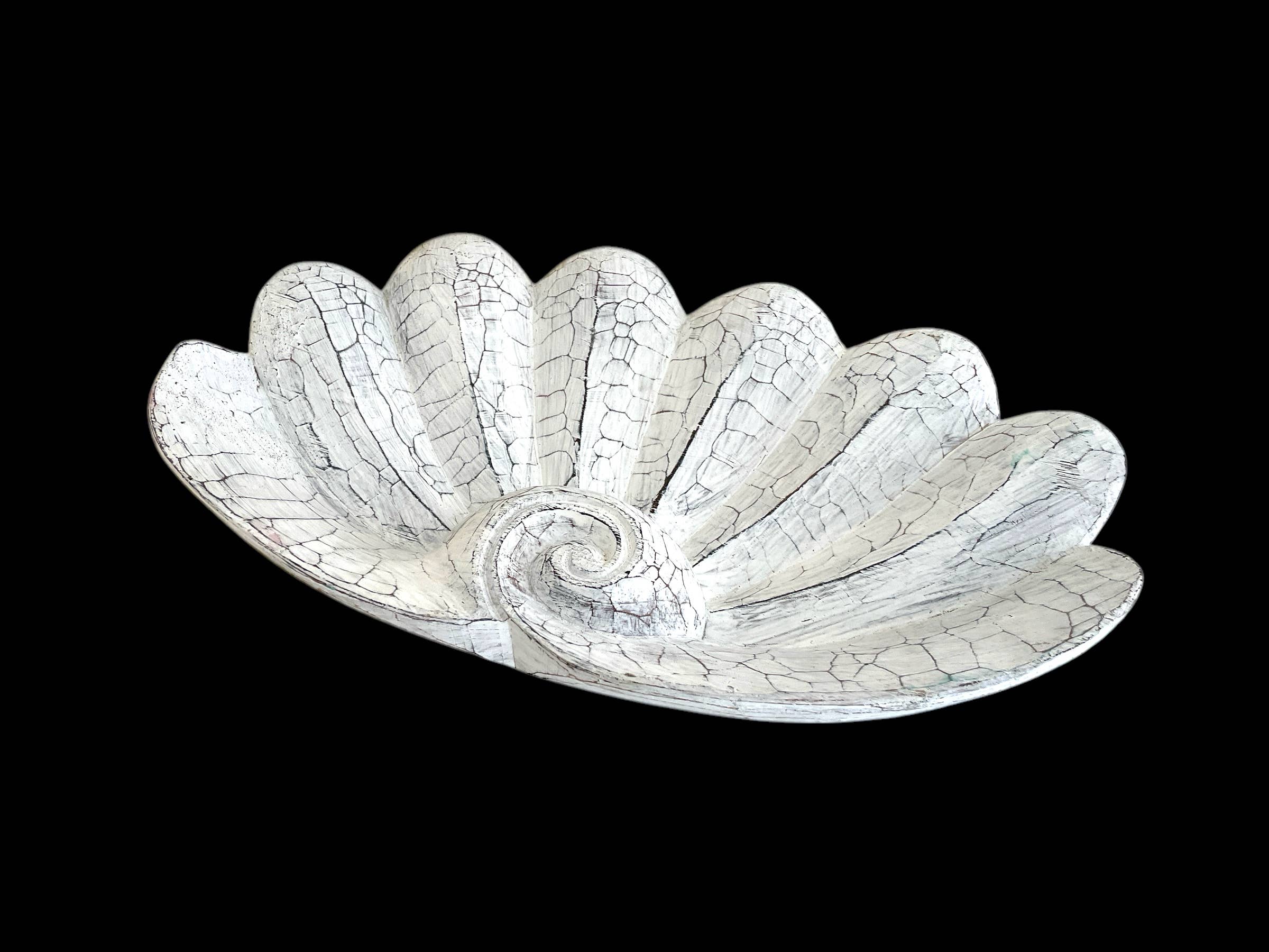 Wood Clam Shell Bowl Platter Coastal Beach Decor -LARGE