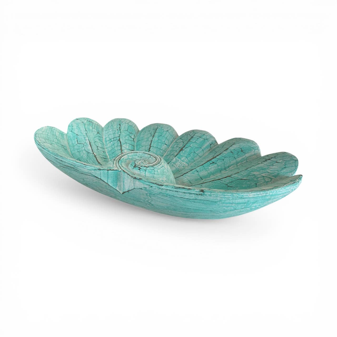 Wood Clam Shell Bowl Platter Coastal Beach Decor -LARGE