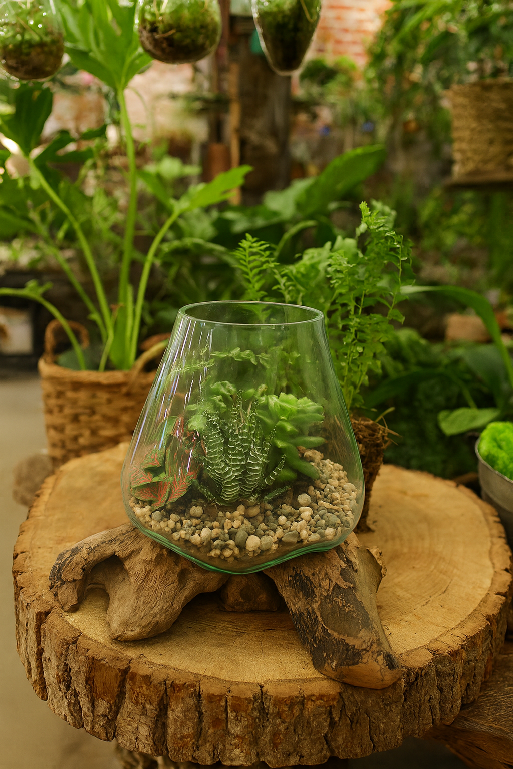 X-Small Glass & Driftwood Terrarium (approx. 10"x 6" x 8"h)
