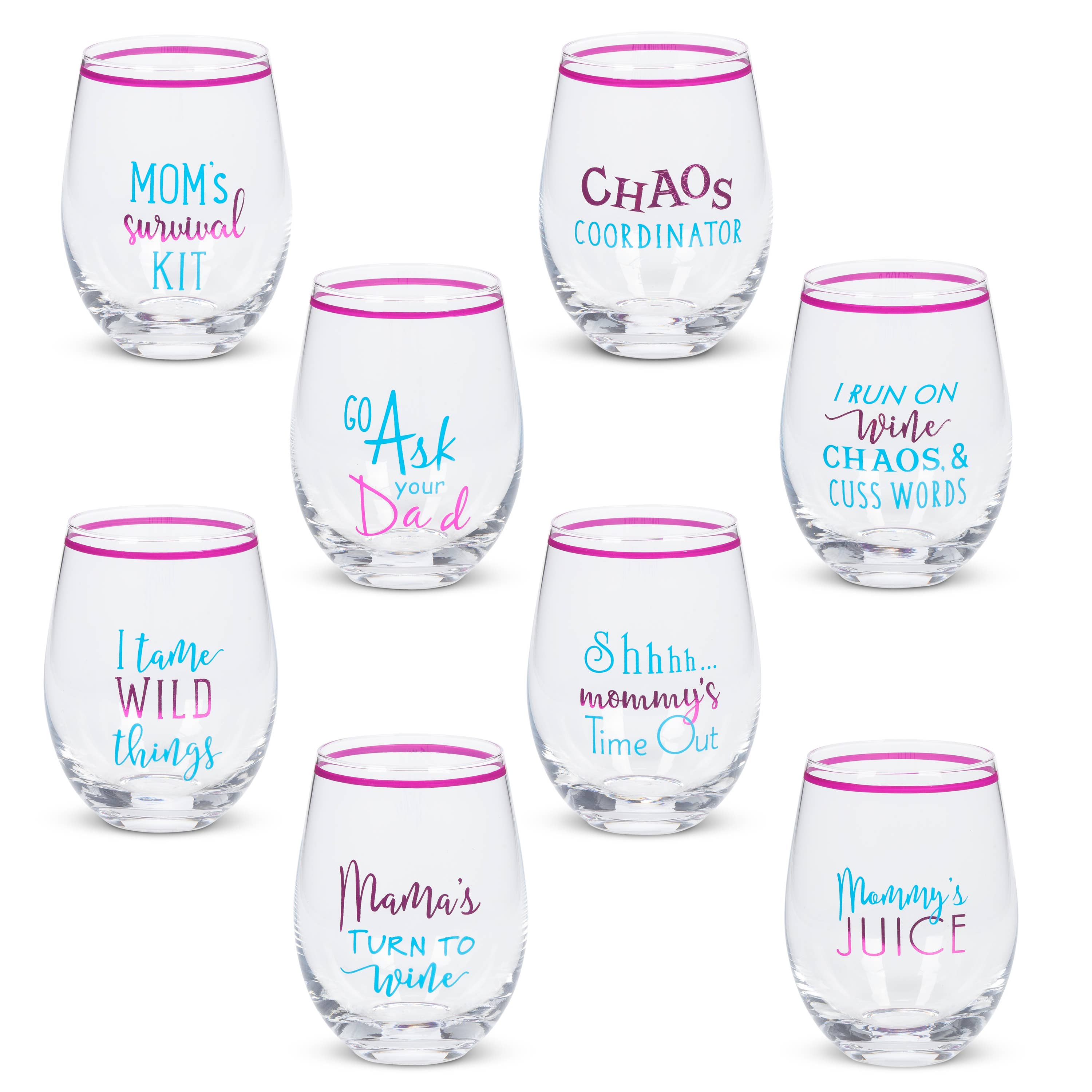 Promo 3.60"L x 3.60"W x 4.80"H Witty Mom Stemless Wine Glass