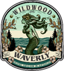 Logo of Wildwood and Waverly Home Decor & Design featuring a mermaid and nature elements.